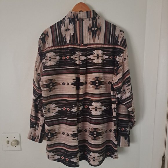 WOODS & WATER Outfitters Men's Co Tan Aztec Tribal Sothwestern Long Sleeve Sz Lg - Picture 4 of 7